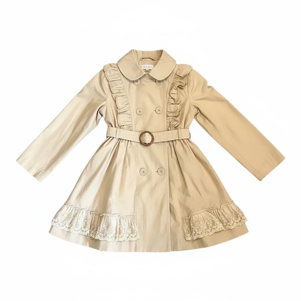 NWT Trish Scully Child Double Breast Lace Trench Coat, Size 7